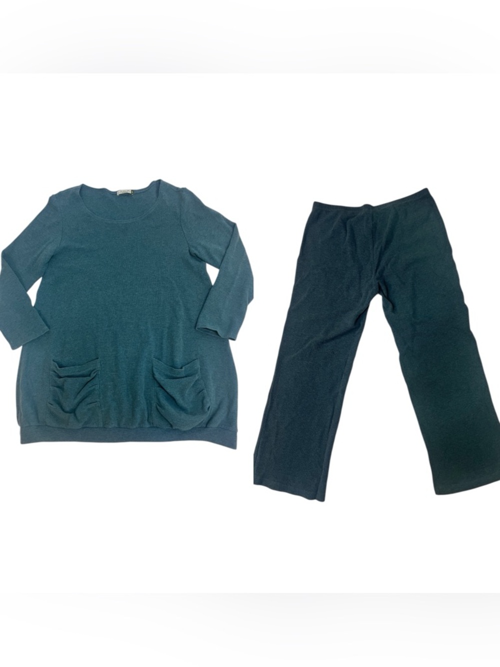 Chalet 100% Cotton Lounge Set S/M Teal Oversized Top + Pants Cozy Minimalist